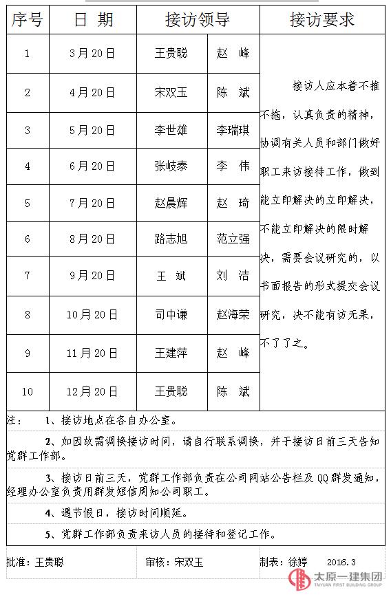2016年領(lǐng)導(dǎo)接訪日安排表